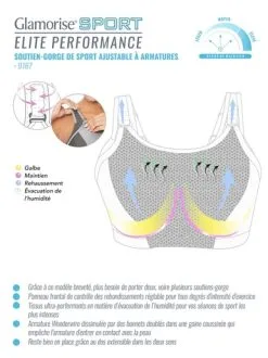 Glamorise Soutien-gorge De Sport Réglable -Ventes de soutien-gorge sans fil g 1003297 0011 3